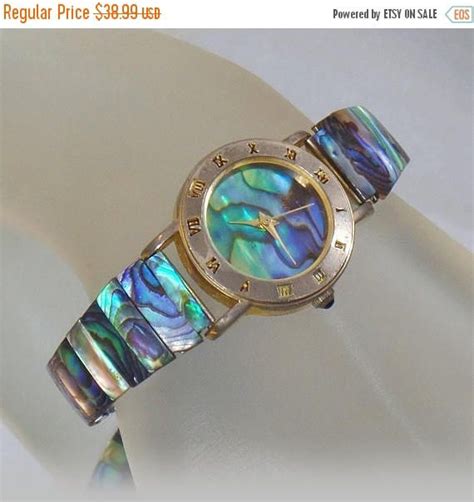 Sale Vintage Abalone Shell Ladies Watch Abalone Shell Face And Band