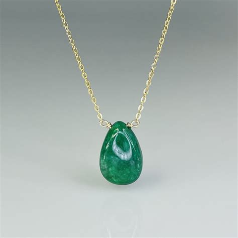 Teardrop Shape Emerald Drop Necklace Kylechandesign