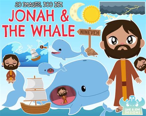 Jonah and the Whale Clipart Instant Download Vector Art | Etsy