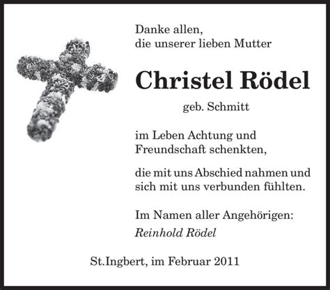 Traueranzeigen Von Christel R Del Saarbruecker Zeitung Trauer De