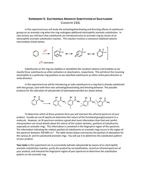 Experiment Handout Experiment Electrophilic Aromatic