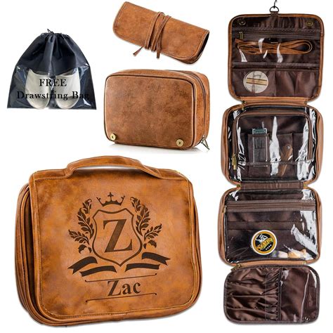 Amazon 3 In 1 Large Personalized PU Leather Toiletry Bag For Men