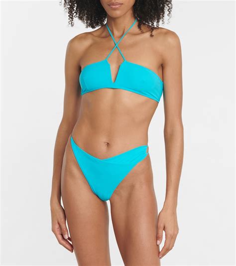 Halterneck Bikini Top In Blue Nensi Dojaka Mytheresa