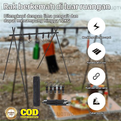 Jual Tripod Hanging Rack Gantungan ALat Camping Rak Cantolan Alat Masak