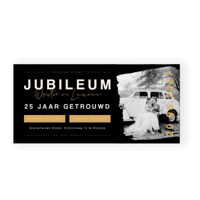 Ticket Met Trouwfoto Uitnodiging 25 Jaar Getrouwd