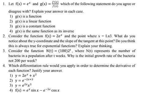 Solved 1 Let F X Ex And G X F X Which Of The