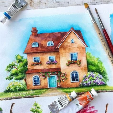 Watercolor House Painting Ideas - Beautiful Dawn Designs