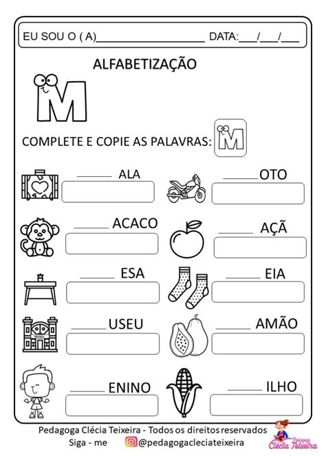 Atividades de alfabetização letras do alfabeto Clécia Teixeira in