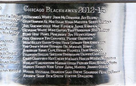 Photo Defending Champion Blackhawks Engraved On Stanley Cup