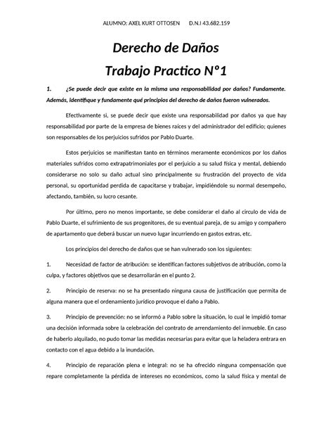 TP 1 Daños Derecho de Daños Trabajo Practico Nº 1 Se puede decir