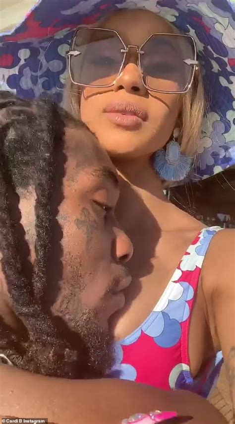 Cardi B Showcases Her Curves Wearing Skimpy Yellow Bikini In Sexy Vacation Selfies Daily Mail