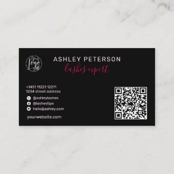 Modern Glam Pink Neon Lashes Script Logo Qr Code Business Card Zazzle