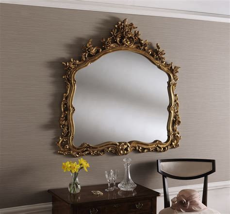 Yg204 Large Decorative Antique Gold Framed Overmantle Mirror With