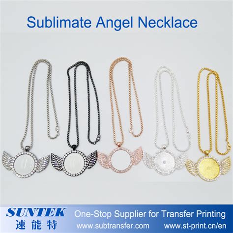 Sublimation Blank Angel Wings Necklace China Necklace And Zinc Alloy