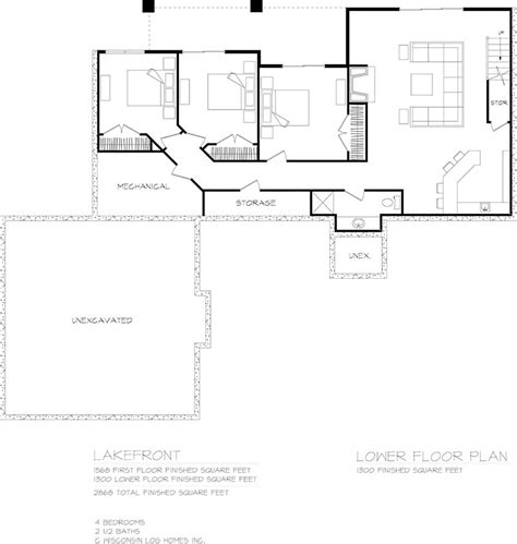 Lakefront Timber Home Floor Plan By Wisconsin Log Homes