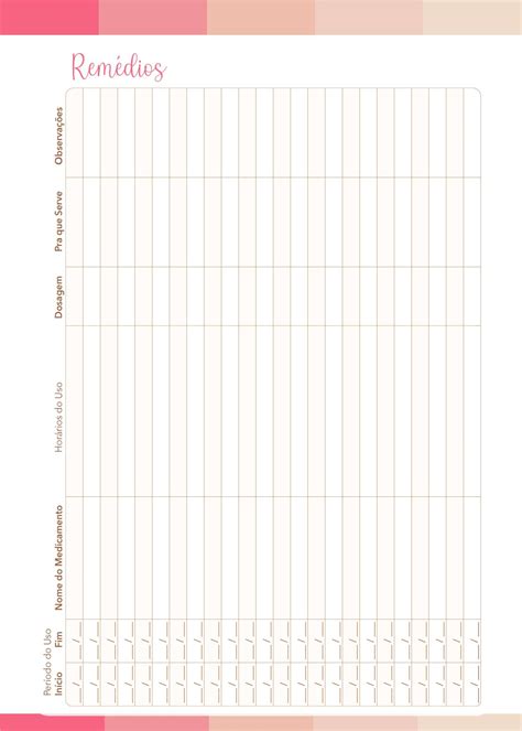Planner Listras Rosa E Salmao Remedios Fazendo A Nossa Festa