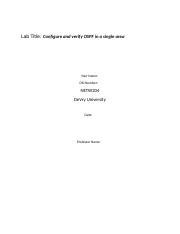 NETW204 Lab Report Docx Lab Title Configure And Verify OSPF In A