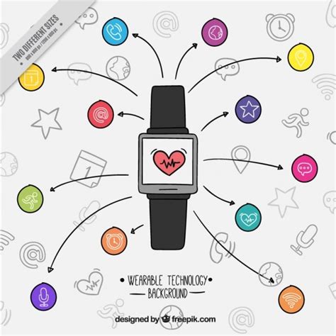 Fondo De Smartwatch Dibujado A Mano Vector Gratis