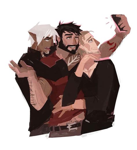 Modern Au M Hawke Fenris And Anders Smile For The Camera