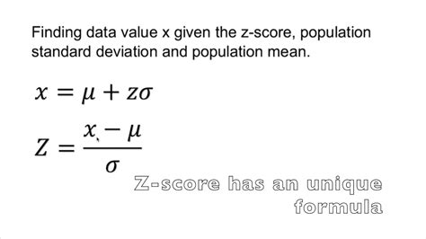 Finding Data Value X Given Sample Mean Sample Standard Deviation And Z