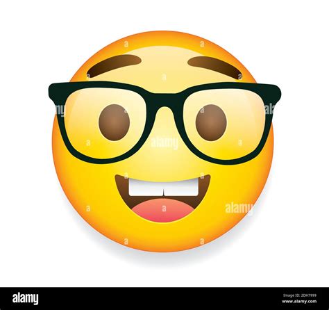 High Quality Emoticon On White Background Glasses Emoji Yellow Face