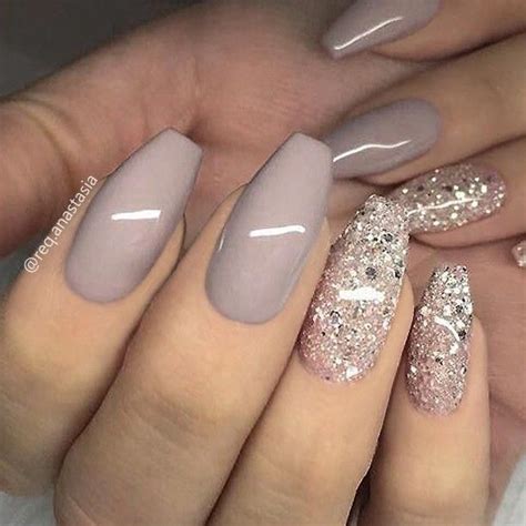 Repost • Taupe Grey And Glitter On Coffin Nails 👌 • 📷