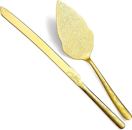 Berglander Gold Wedding Cake Knife And Server Set Titanium Gold