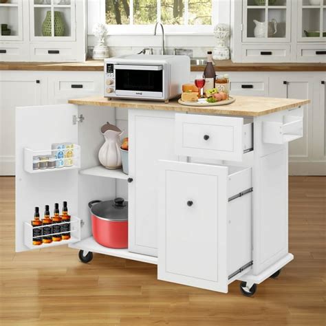 Euroco 539 Rolling Kitchen Island With Drop Leaf Storage Soft Closing Doors 3 Tier