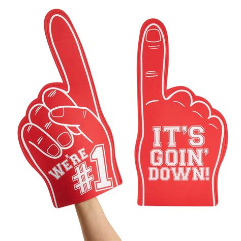 2 Pack Red Foam Fingers 1 Giant Foam Hands Sports Fan Accessories 175 Inch