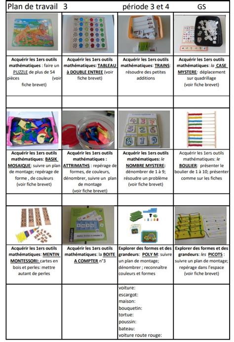 Ateliers De Manipulation En Autonomie Plan De Travail Grande Section
