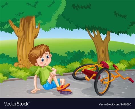 Boy Falling Down From Bike In The Park Vector By Iimages Image