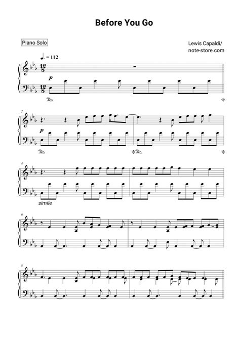 Lewis Capaldi - Before You Go sheet music for piano download | Piano ...