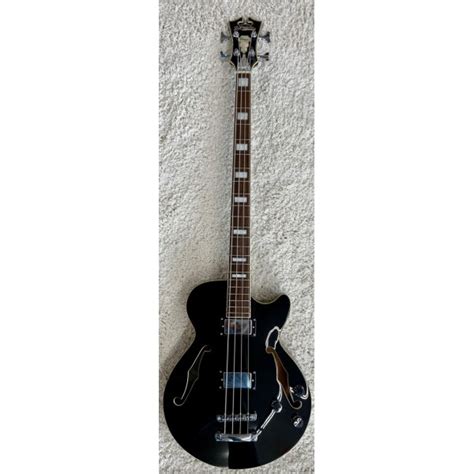 Dangelico Premier 4 String Semi Hollow Electric Bass Guitar In Black W