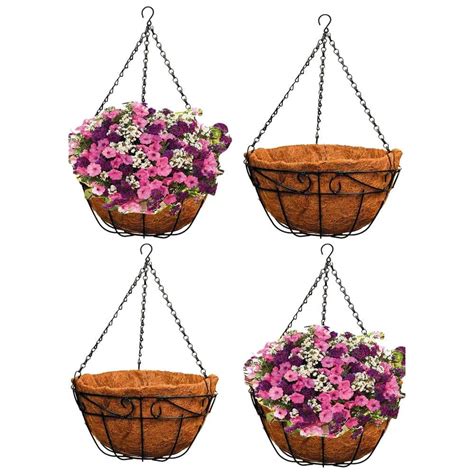 Ashman Online In Round Metal Hanging Planter Baskets With Coco Coir