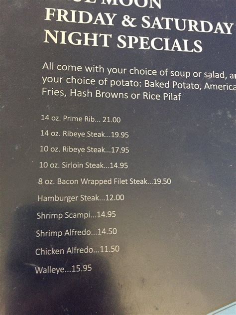 Menu At Blue Moon Pub Bar Armour