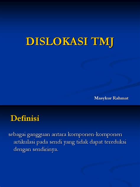 Pdf Perawatan Dislokasi Tmj Dokumen Tips