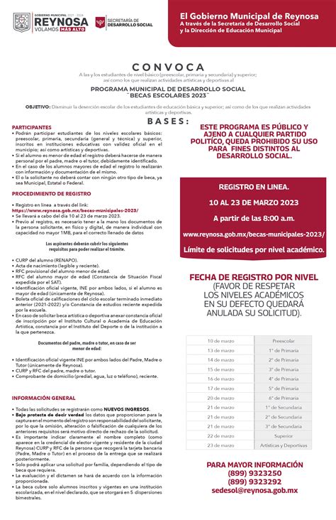 Becas Municipales 2023 Administración Municipal Reynosa 2021 2024