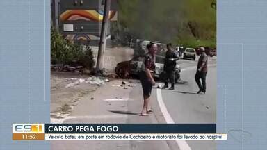 Gazeta Meio Dia Edi O Regional Carro Bate Em Poste E Pega Fogo Em