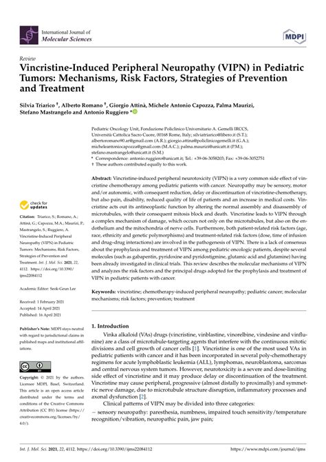 PDF Vincristine Induced Peripheral Neuropathy VIPN In Pediatric