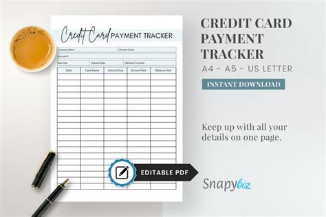 Credit Card Planner Printable Debt Payment Tracker Printable