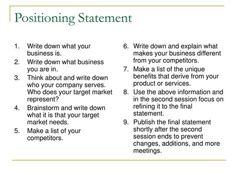 PPT - Positioning Statement PowerPoint Presentation, free download - ID:4266725