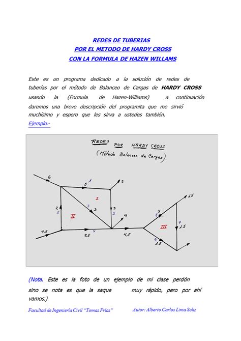 Redes De Tuberias Por El Metodo De Hardy Cross Con La Formula De Hazen