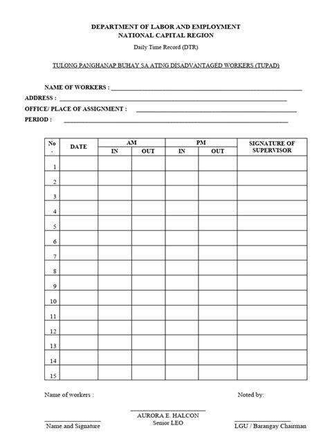 Tupad Form Pdf