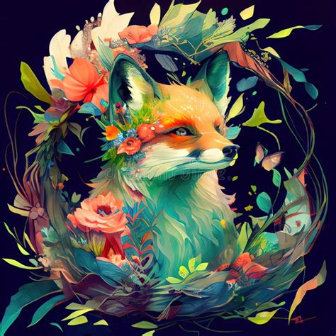 Cute Fluffy Fox Ai Generated Stock Illustration Illustration Of