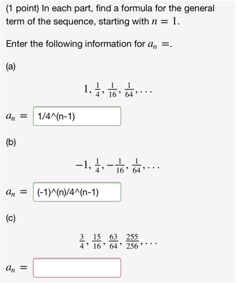 Solved 1 Point In Each Part Find A Formula For The Chegg