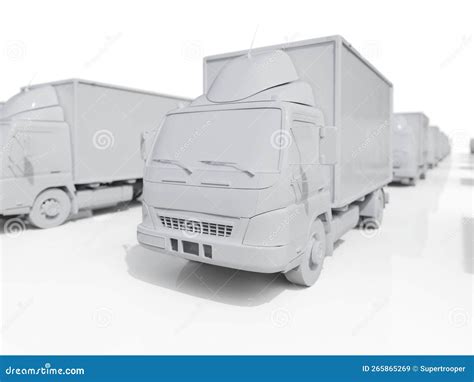 Lots Of Cargo Delivery Trucks On A Light Background Stock Illustration