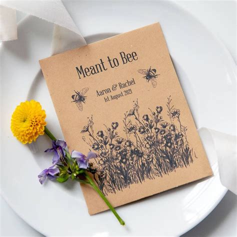 10 Personalised Meant To Bee Seed Packet Favours By Wedding In A