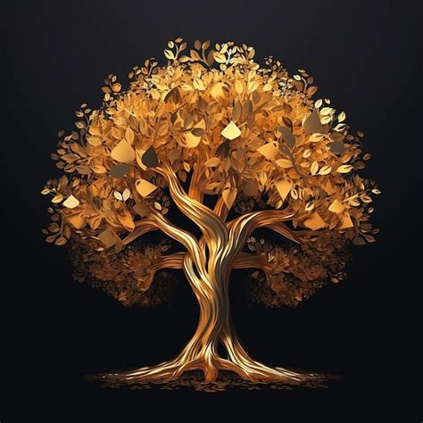 Premium AI Image A Gold Tree With Leaves On It