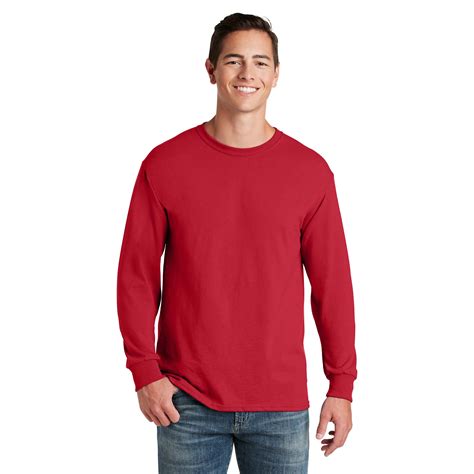 Jerzees 29ls Dri Power 50 50 Cotton Poly Long Sleeve T Shirt True Red