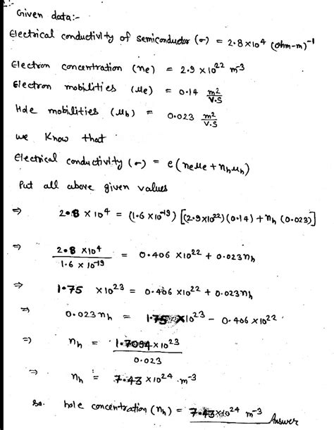 Solved The Room Temperature Electrical Conductivity Of A